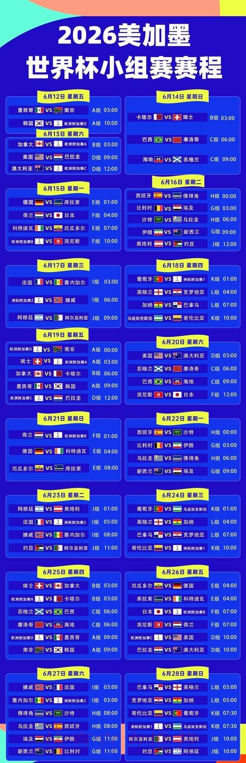 2026美加墨世界杯每日赛程怎么看